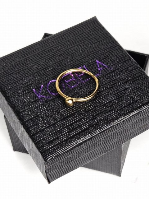 Pierścionek pozłacany gładki z kulką