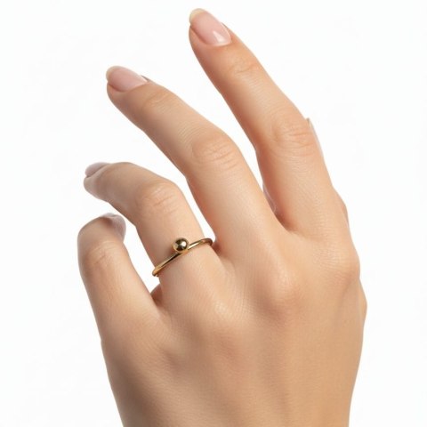 Pierścionek pozłacany gładki z kulką